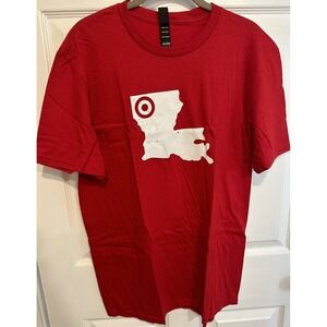 District Red Cotton Louisiana Target‎ Logo Graphic T-Shirt New XL